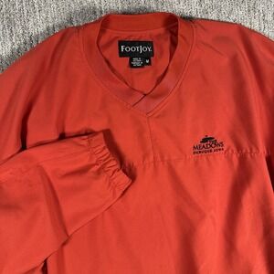 Vintage FootJoy Long Sleeve Pullover Windbreaker Jacket Mens M Red V‎ Neck Golf